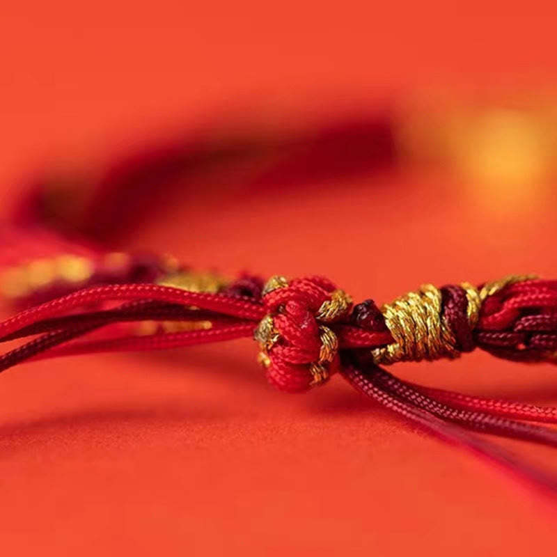 Five Directions Gods of Wealth Handmade Reincarnation Knot Protection String Braid Bracelet