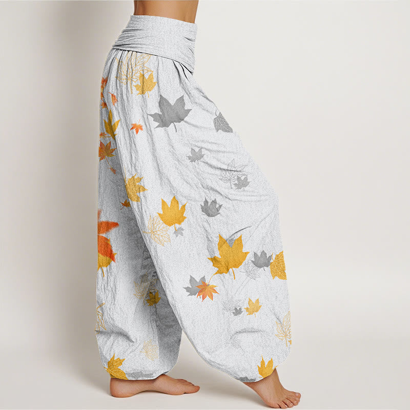 Maple Leaf Pattern Women's Elastic Waist Harem Pants