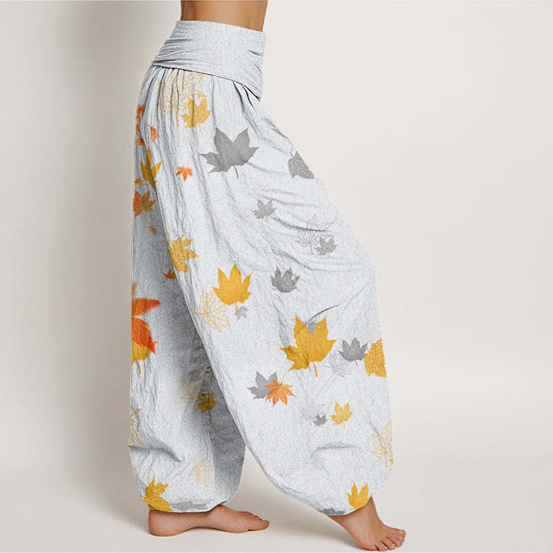 Maple Leaf Pattern Women's Elastic Waist Harem Pants