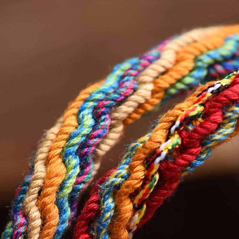 Gold Swallowing Beast Family Luck Reincarnation Knot Braid Colorful String Bracelet