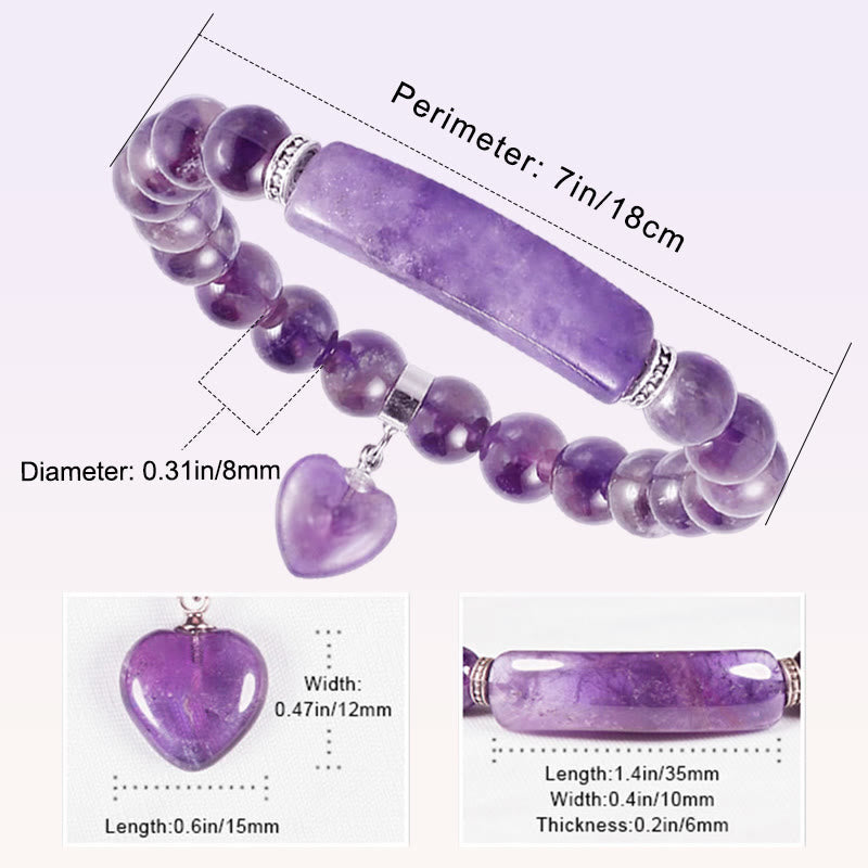 Natural Quartz Love Heart Healing Beads Bracelet