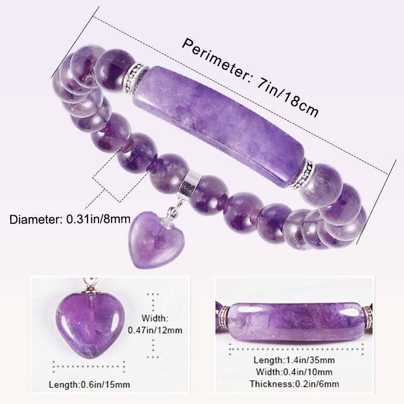 Natural Quartz Love Heart Healing Beads Bracelet