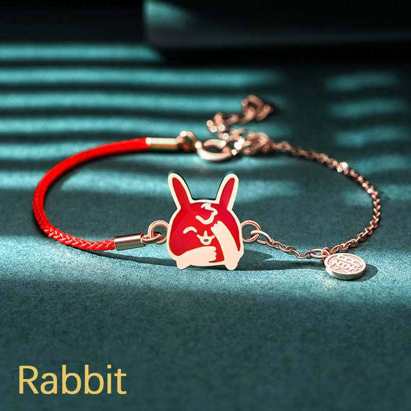 925 Sterling Silver Color-changing Chinese Zodiac Luck Protection Red String Chain Bracelet