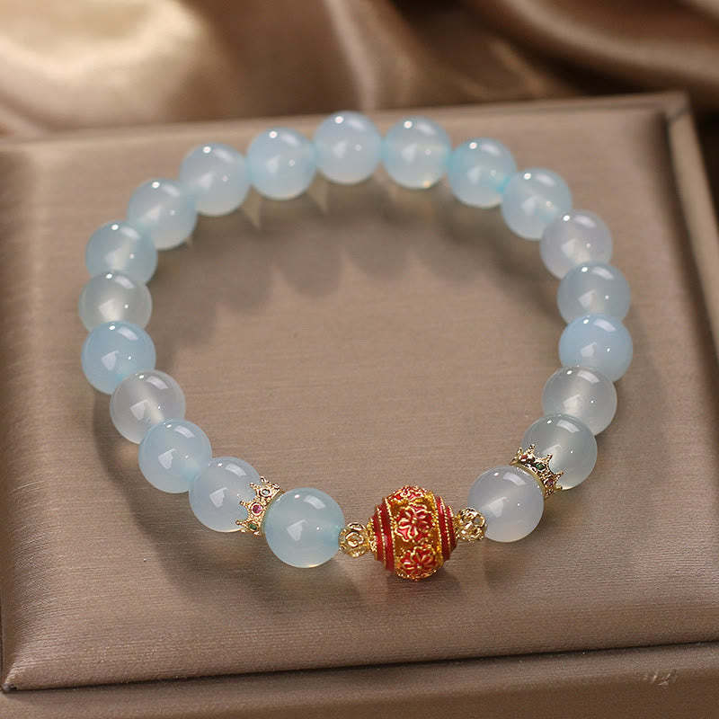 Natural Aquamarine Flower Bead Healing Bracelet
