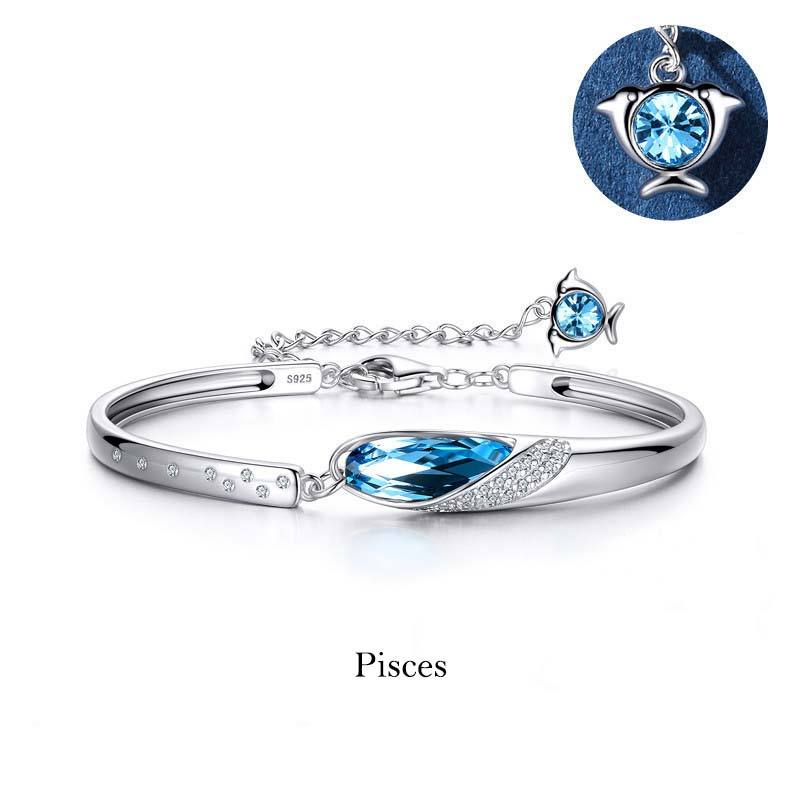 925 Silver Plated Copper 12 Constellations of the Zodiac Charm Bracelet