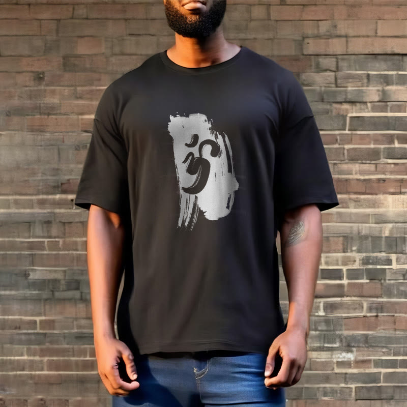 OM Ink Background Cotton Tee T-shirt