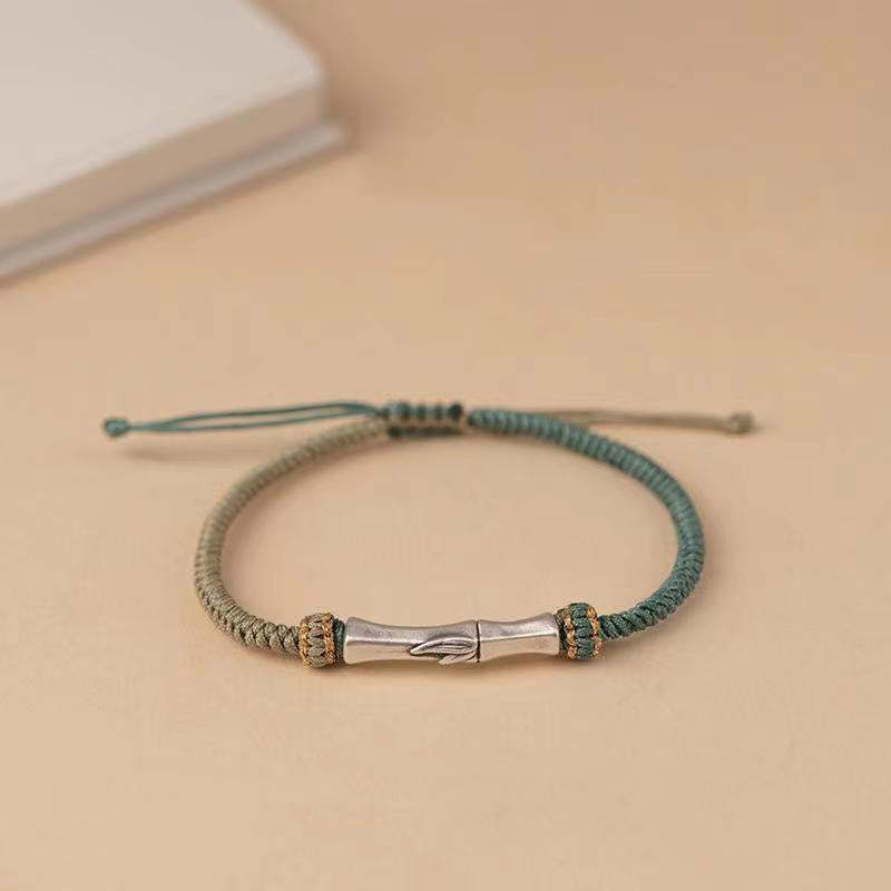 925 Sterling Silver Bamboo Protection Braided Bracelet