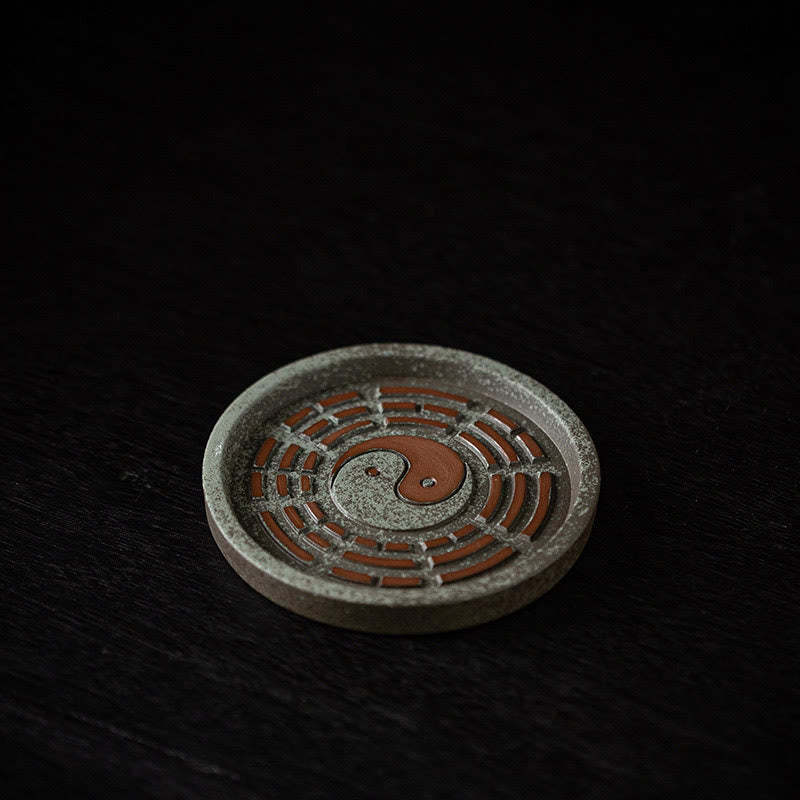 Small Treasure Bowl Lucky Bag Bagua Tray Healing Ceramic Stick Incense Burner Decoration