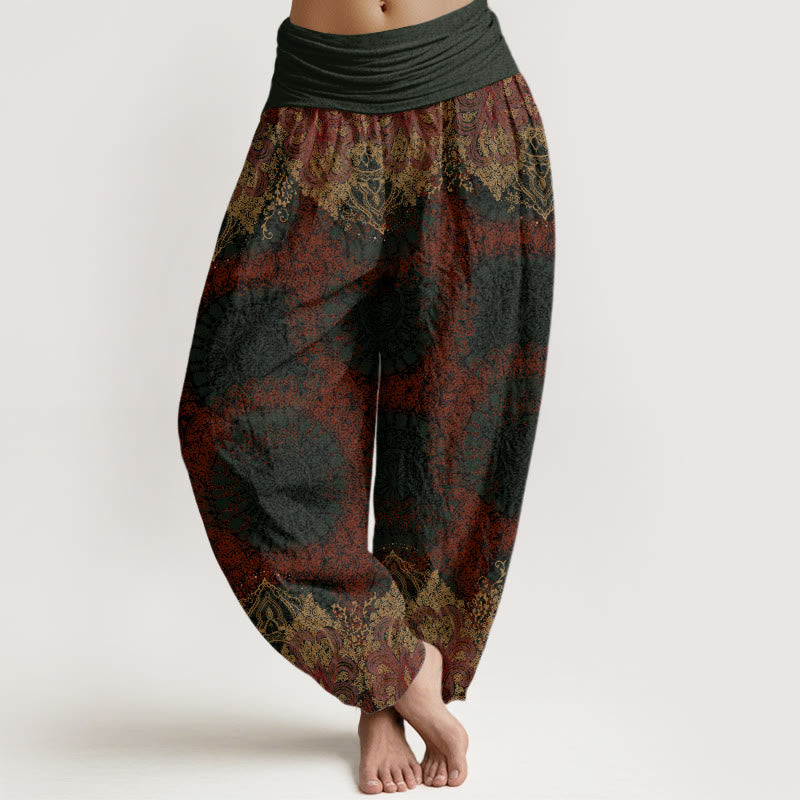Casual Lycoris Radiata Mandala Pattern Women's Elastic Waist Harem Pants