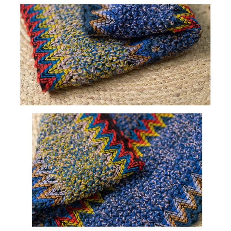 Tibetan Shawl Soft Warm Knitting Cloak Winter Tibetan Tassel Scarf