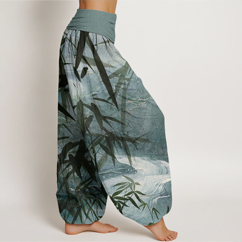 Mountains River Bamboo Pattern Women's Elastic Waist Harem Pants