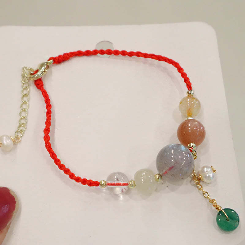 Moonstone Sunstone Beads Peace Buckle Charm Healing Bracelet