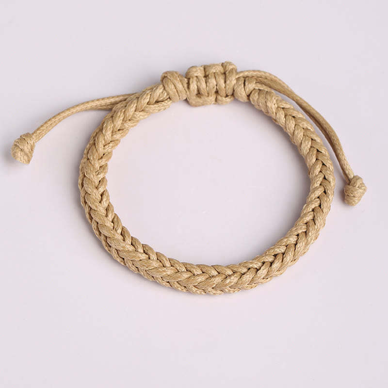 Handmade Eight Thread Peace Knot Wax Cord Rope Braided Bracelet
