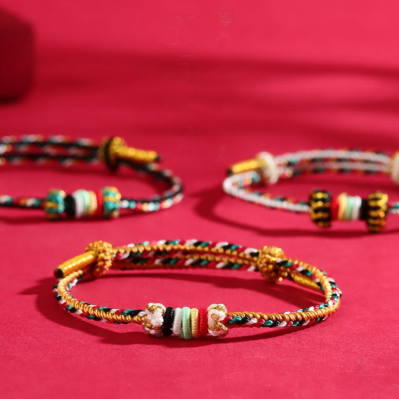 Five Elements Colorful String Completeness Knot Reef Knot Braid Luck Bracelet