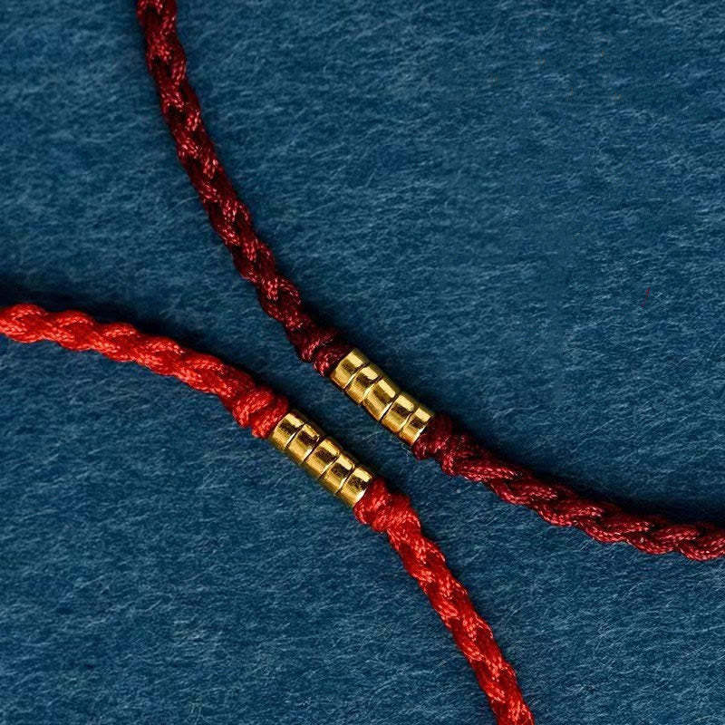 925 Sterling Silver Lucky Golden Bead Braided String Bracelet Anklet