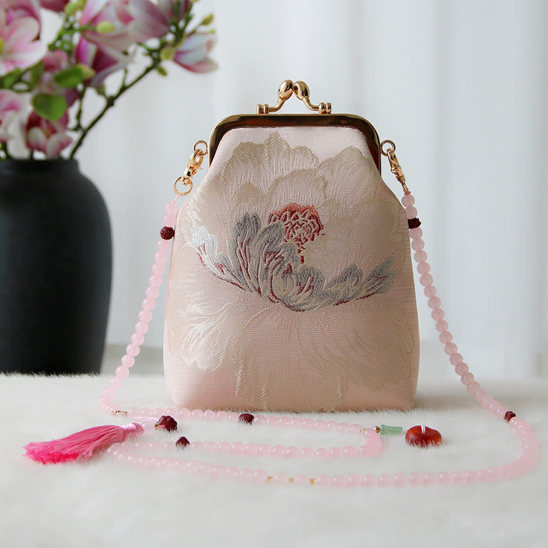 Retro Chinese Embroidery Pearl Chain Crossbody Bag Shoudler Bag