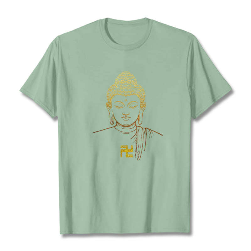 Swastika Pattern Golden mystic zen Cotton Tee T-shirt