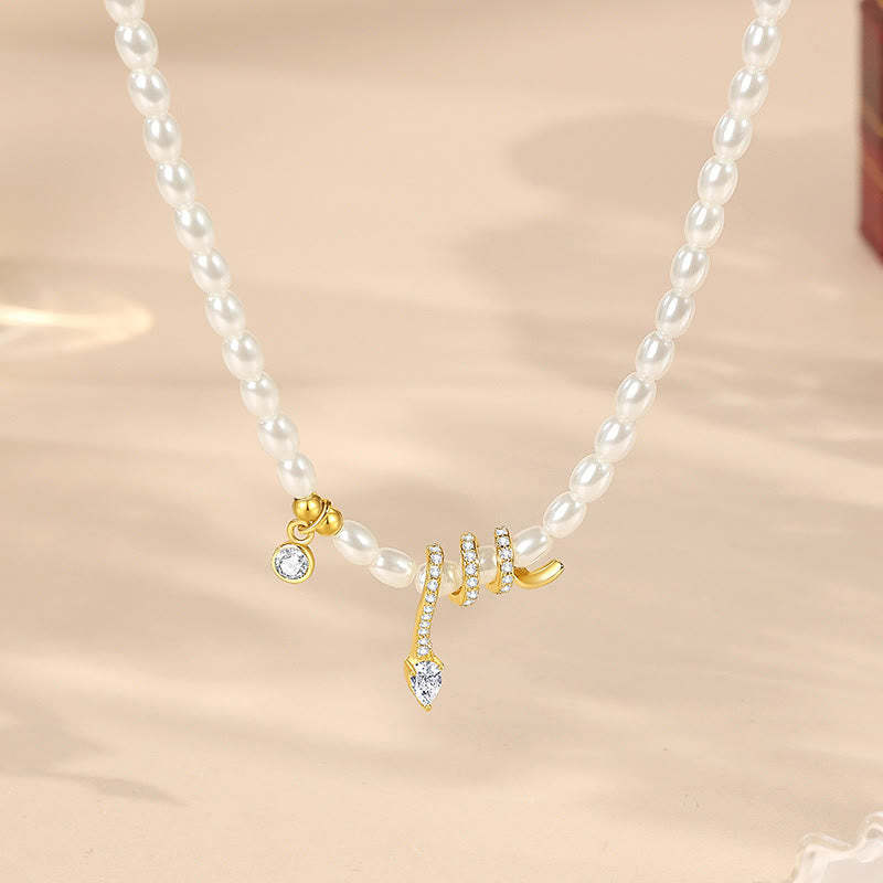 925 Sterling Silver Year Of The Snake Pearl Bracelet Necklace Pendant
