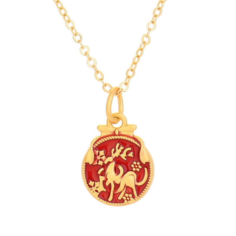 Vintage Sika Deer Flowers Copper Healing Necklace Pendant