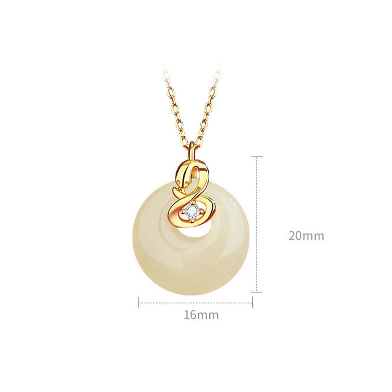 925 Sterling Silver Hetian Jade Year Of The Snake Peace Buckle Blessing Necklace Pendant