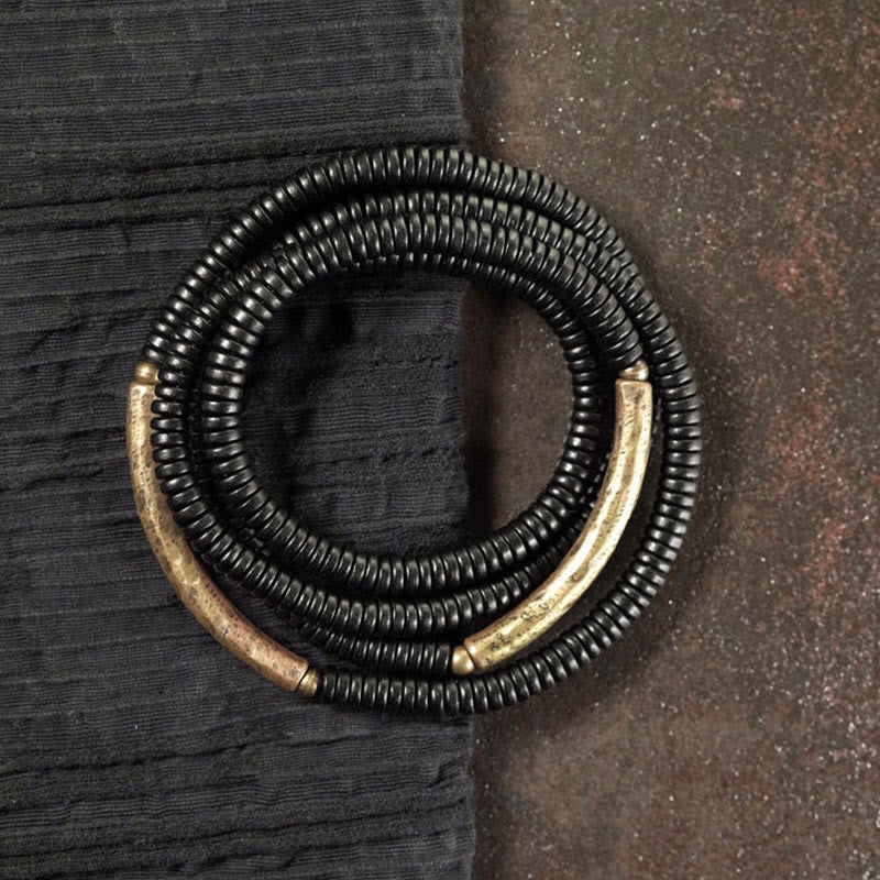 Ebony Wood Copper Balance Multilayered Bracelet