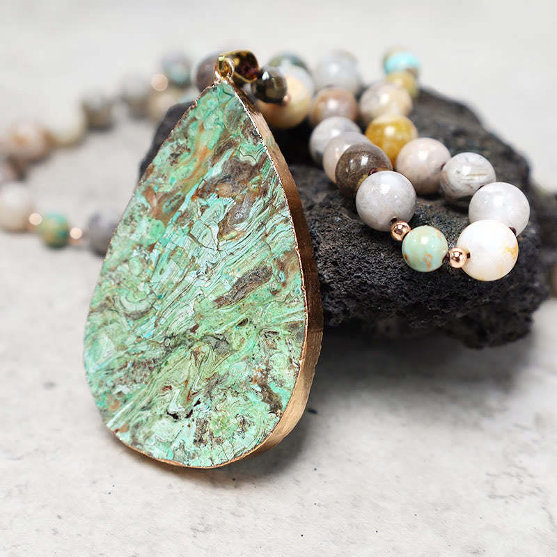 Natural Ocean Picasso Jasper Beaded Healing Neckace