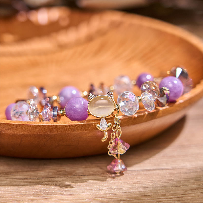Amethyst Green Crystal Red Crystal Cat Balance Bracelet