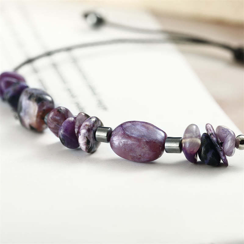 Live In The Moment Charoite Hematite Powerful Bracelet