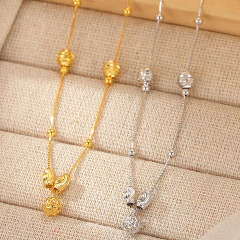 925 Sterling Silver Simple Bell Bead Blessing Anklet