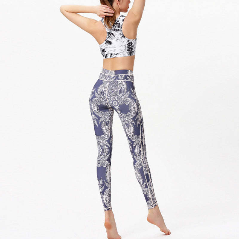 Flowers Leaves Print Pants Sports Fitness Yoga Leggings Women's Yoga Pants