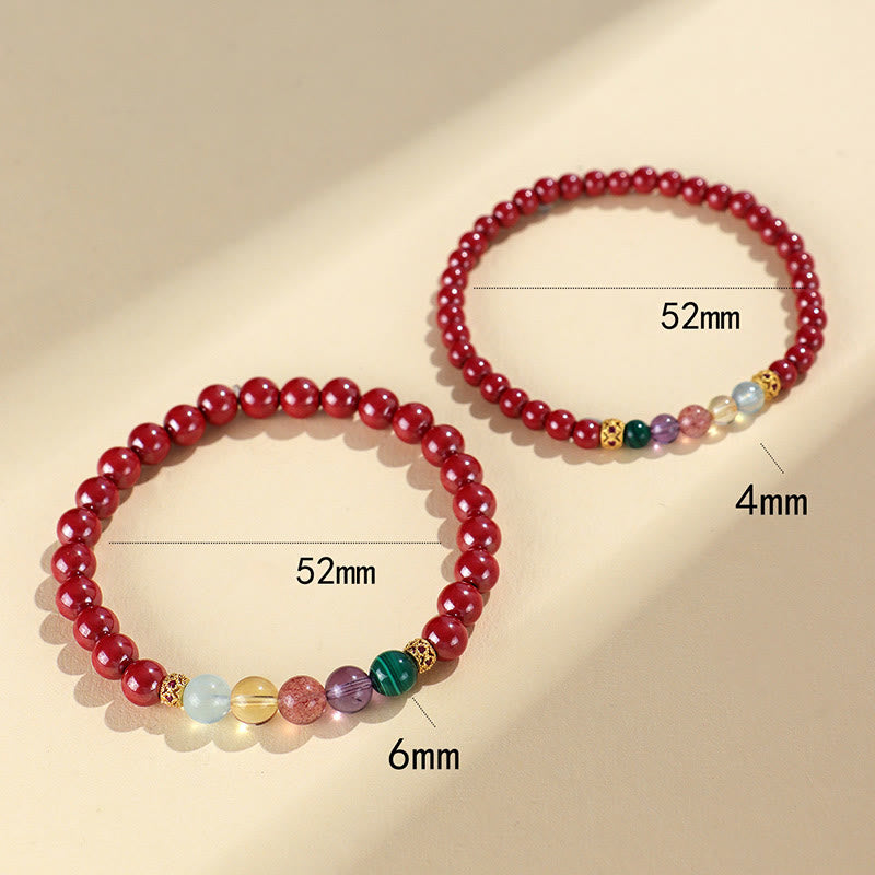 Cinnabar Aquamarine Citrine Strawberry Quartz Amethyst Malachite Blessing Bracelet