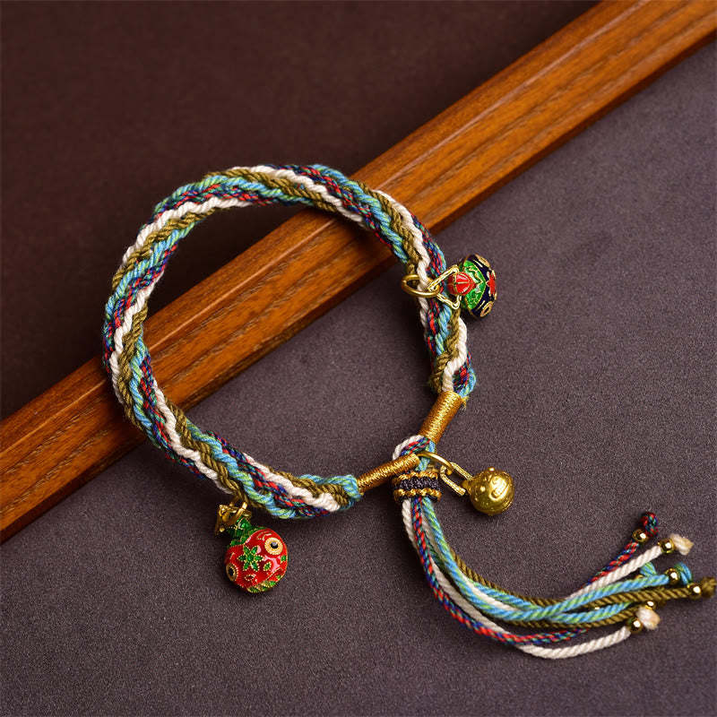 Handmade Gold Swallowing Beast Family Healing Reincarnation Knot Braid Bracelet