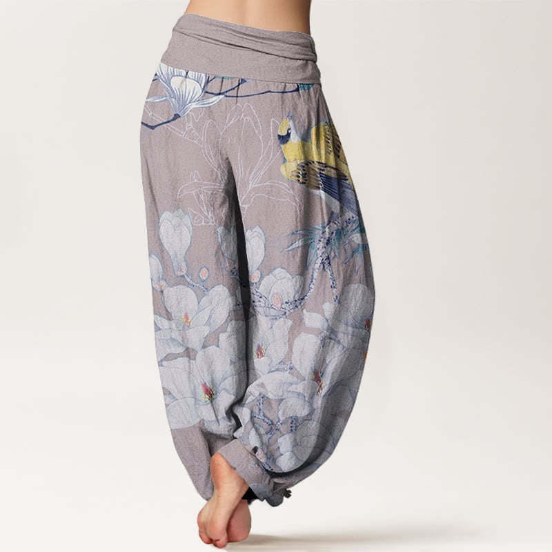 Casual Magnolia Yellow Bird Women's Elastic Waist Harem Pants