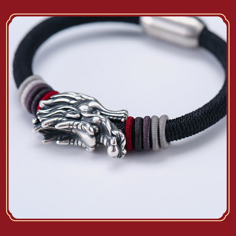 999 Sterling Silver Dragon Luck Handcrafted Braided Child Adult Bracelet (Extra 30% Off | USE CODE: FS30)