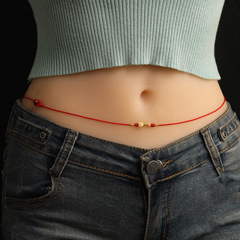 mystic zen Stone 999 Solid Gold Red String Belly Chain