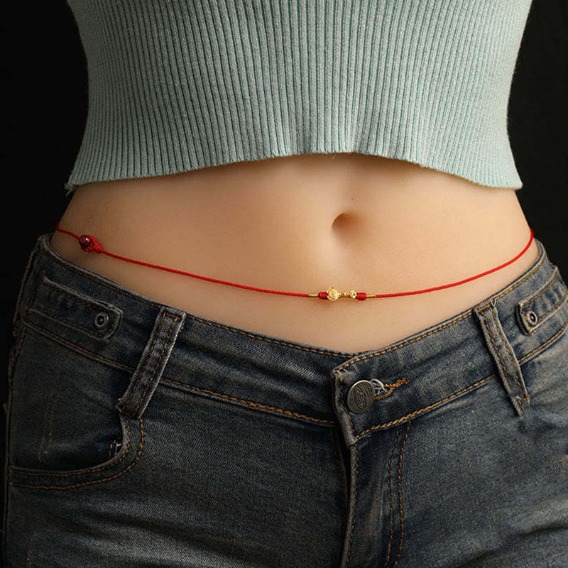 mystic zen Stone 999 Solid Gold Red String Belly Chain