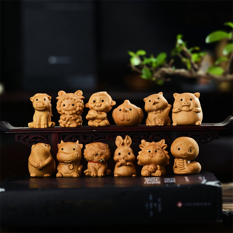 12 Chinese Zodiac Thuja Sutchuenensis Sandalwood Prosperity Mini Home Decoration
