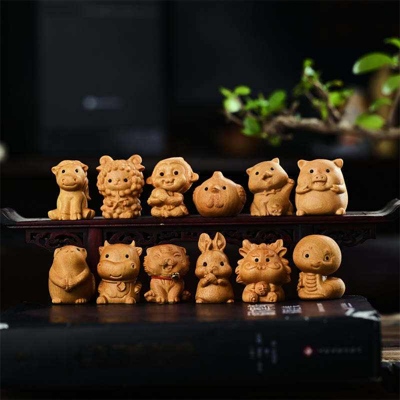 12 Chinese Zodiac Thuja Sutchuenensis Sandalwood Prosperity Mini Home Decoration