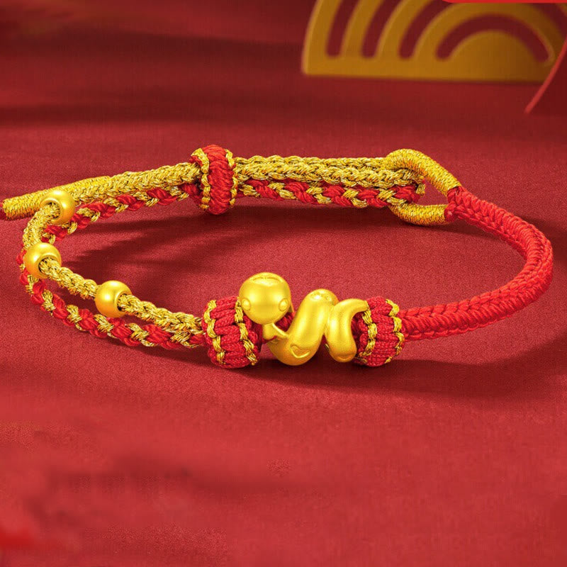 999 Gold Beads Red String Year Of The Snake Luck Bracelet