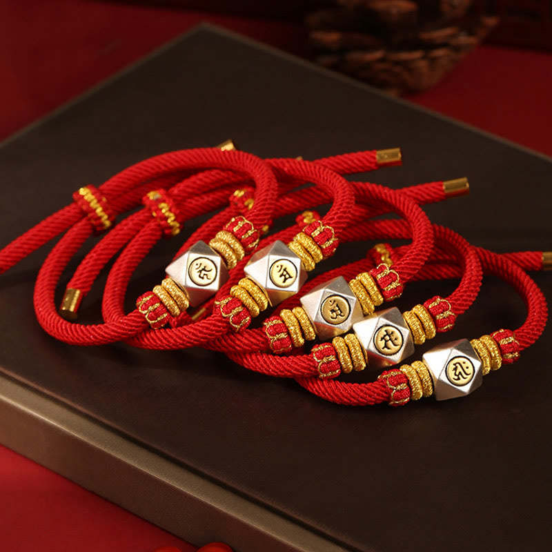 999 Sterling Silver Chinese Zodiac Natal mystic zen Red Rope Luck Strength Handcrafted Kids Bracelet