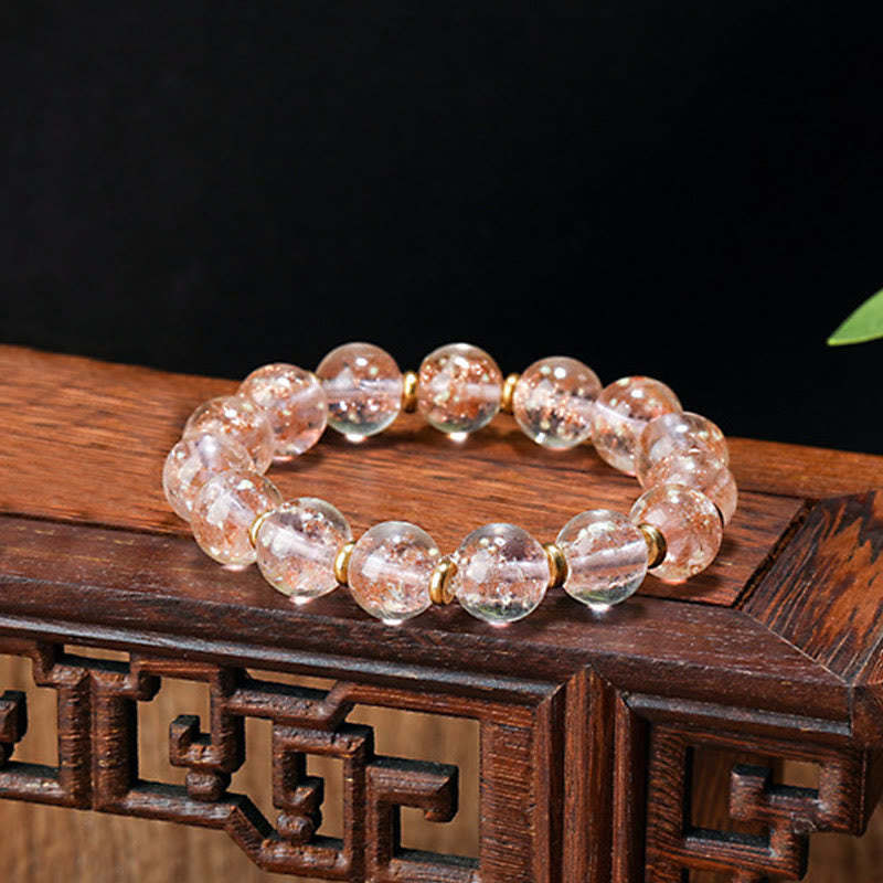 Gold Swallowing Beast Family Charm Luminous Fluorescent Liuli Glass Bead Success Bracelet