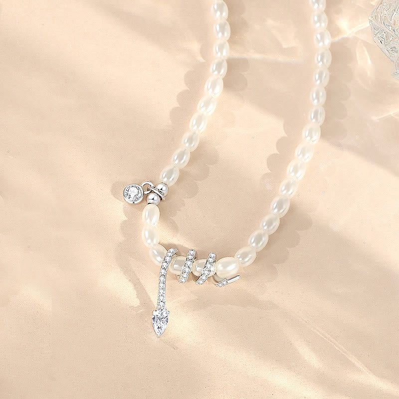 925 Sterling Silver Year Of The Snake Pearl Bracelet Necklace Pendant