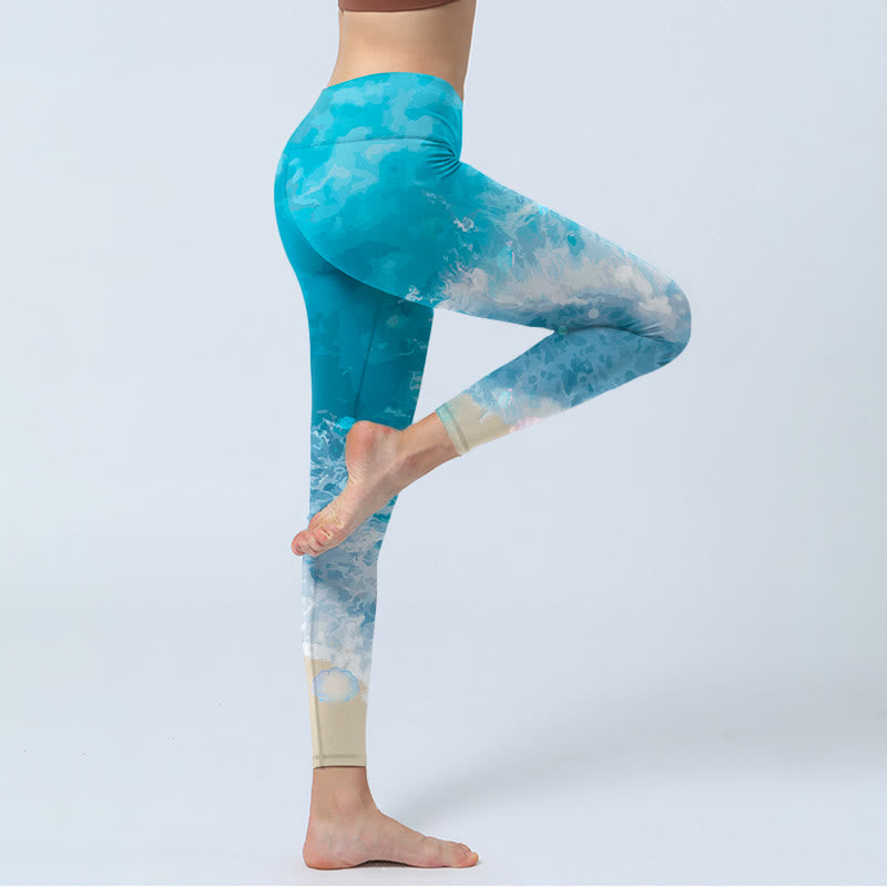 Ocean Waves Fish Gym Leggings Women's Yoga Pants