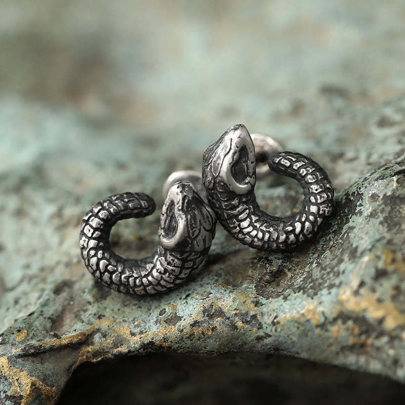 999 Sterling Silver Snake Texture Year Of The Snake Protection Balance Earrings