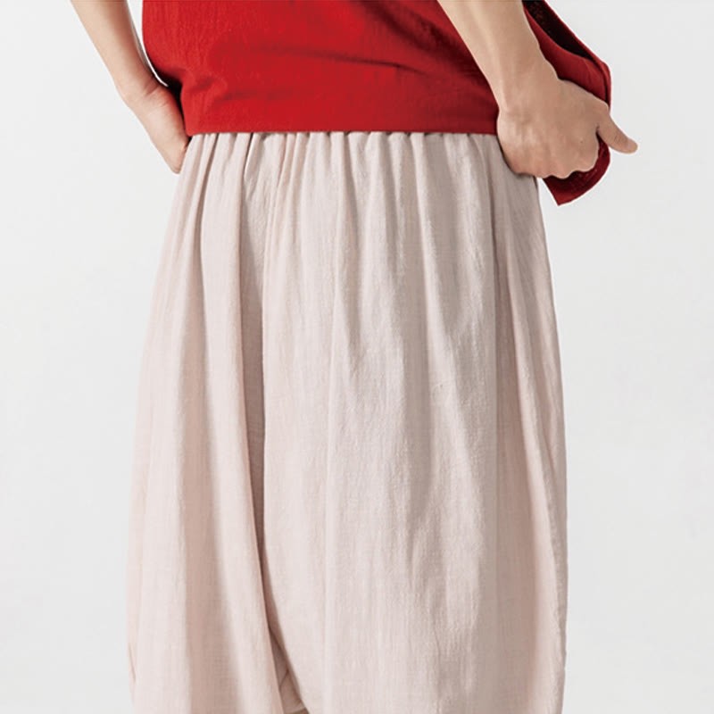 Solid Color Drawstring Men's Harem Pants With PocketsAnkle-Length (9 Length)