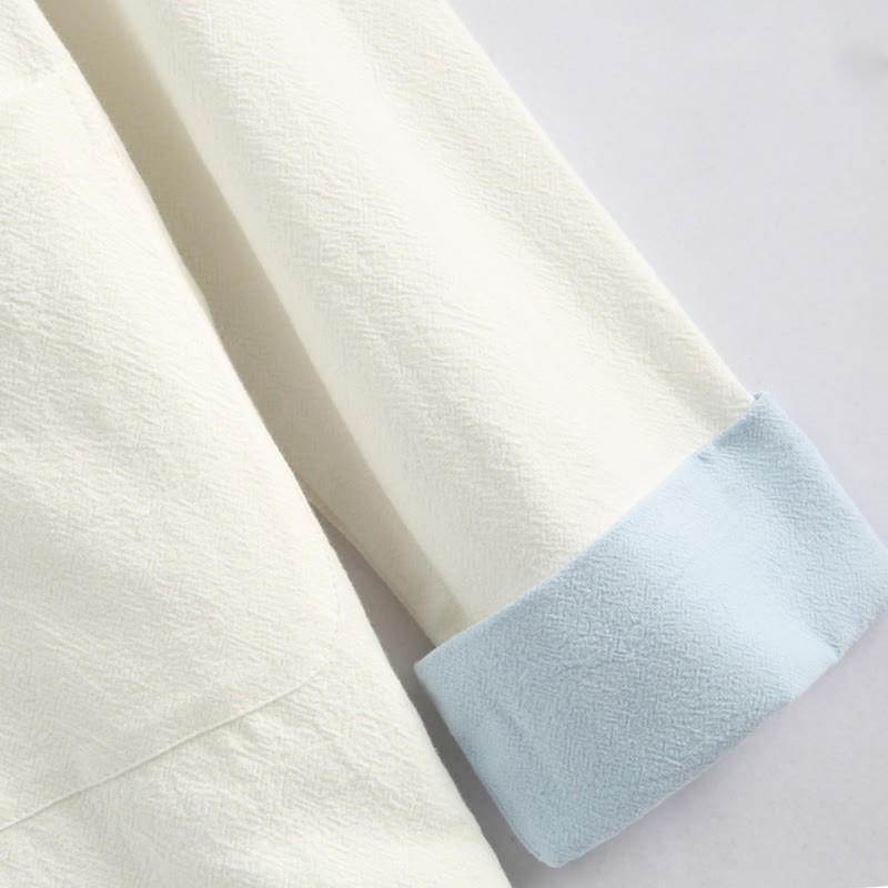 Chinese New Year Crane Embroidery Tang Suit Hanfu Long Sleeve Top Pants Clothing  Cotton Linen Men's Set With Pockets