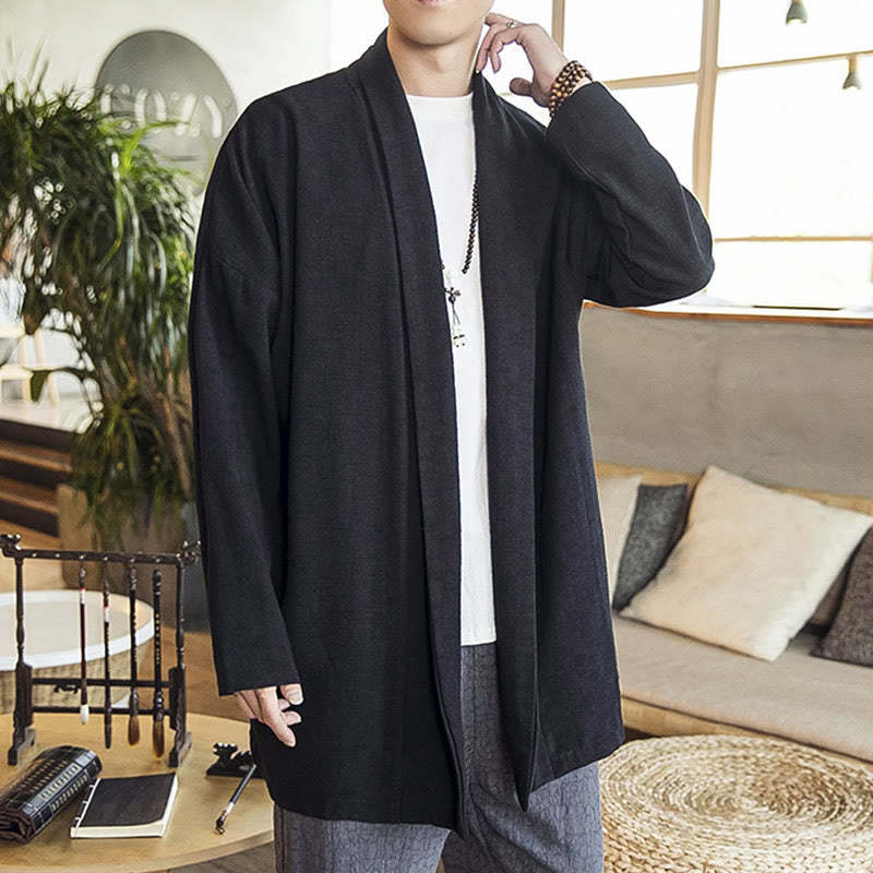 Fall Simple Casual Cotton Linen Men's Mid-length Coat Clothing