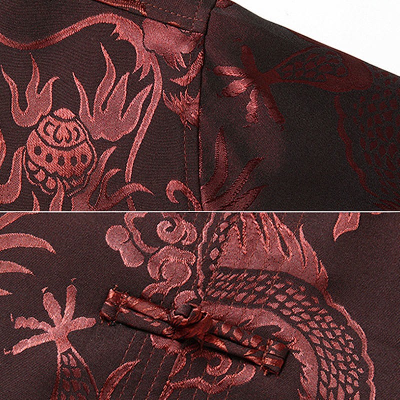 Tang Suit Men Hanfu Chinese Dragon Traditional Clothes Kung Fu Shirt Uniform Long Sleeved Coat Tops and Pants Clothing Men's Set