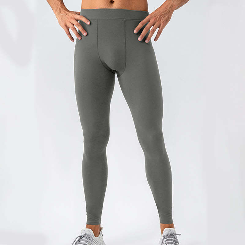 Plain High Waist Elastic Breathable Sports Men's Leggings Pants