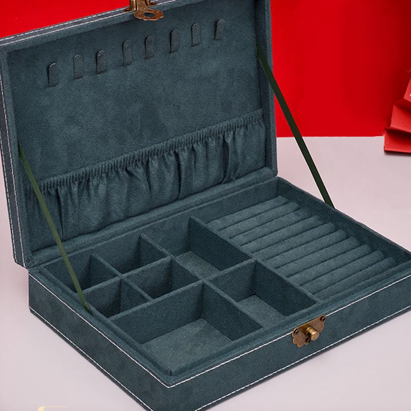 Simple Design Jewelry Box Organizer Single Layer Flannel Jewelry Storage Box With Lock